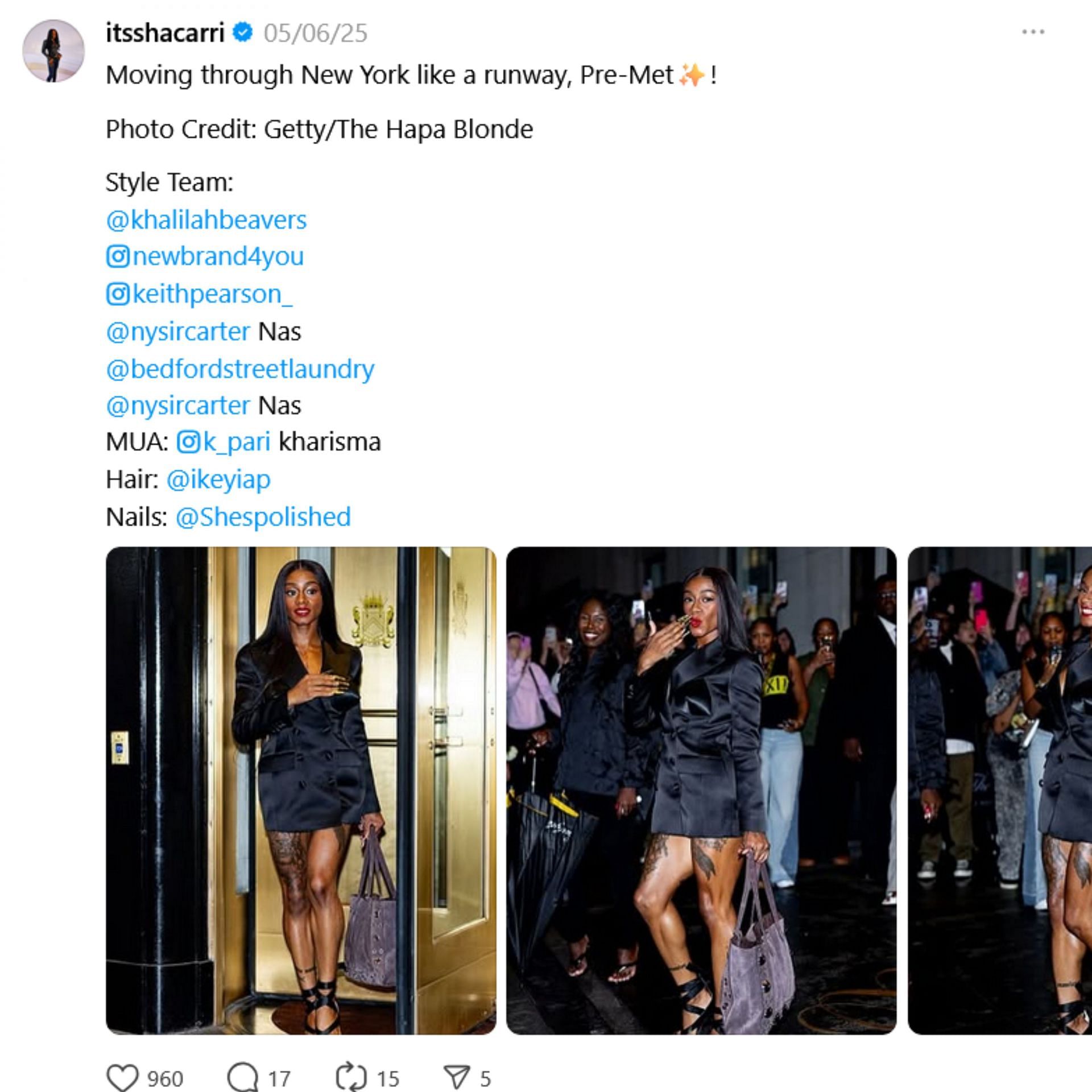 Screenshot of Richardson's Threads post. Credits - itsshacarri